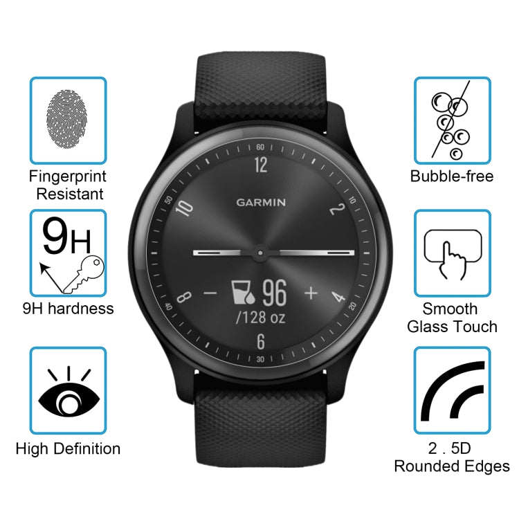 50 PCS 0.26mm 2.5D 9H Tempered Glass Film Screen Protector For GarminMove Sport