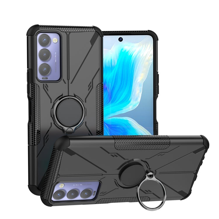 For Tecno Camon 18 Armor Bear Shockproof PC + TPU Phone Case with Ring Holder