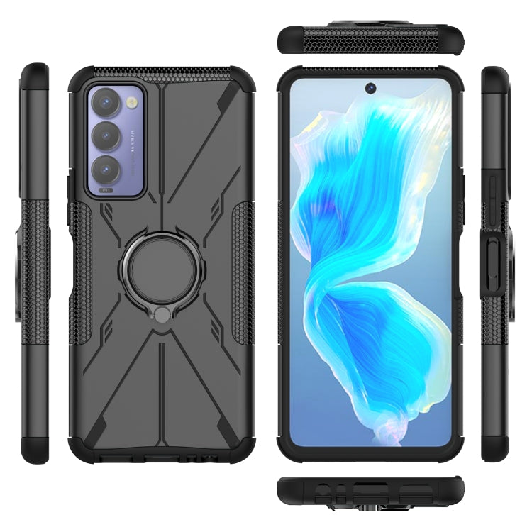 For Tecno Camon 18 Armor Bear Shockproof PC + TPU Phone Case with Ring Holder