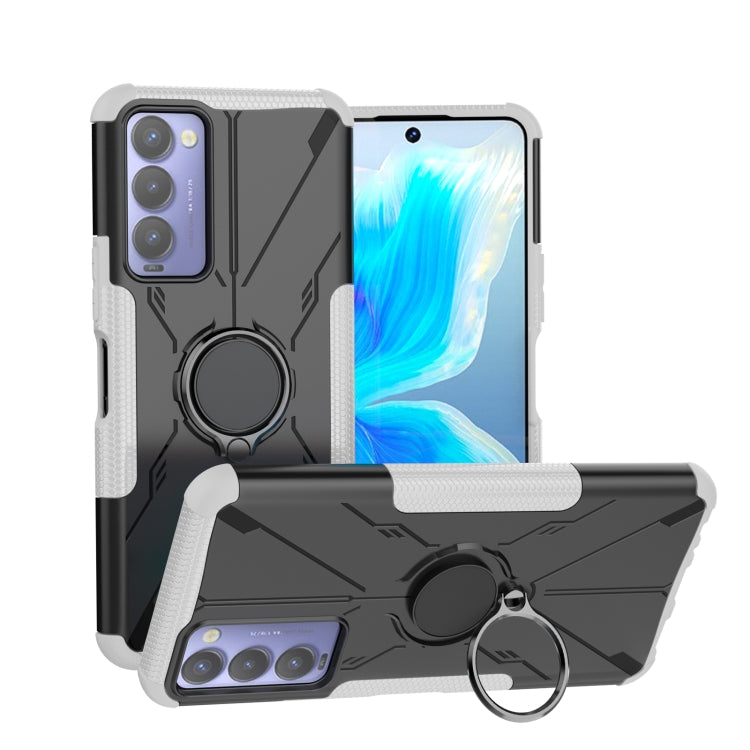 For Tecno Camon 18 Armor Bear Shockproof PC + TPU Phone Case with Ring Holder