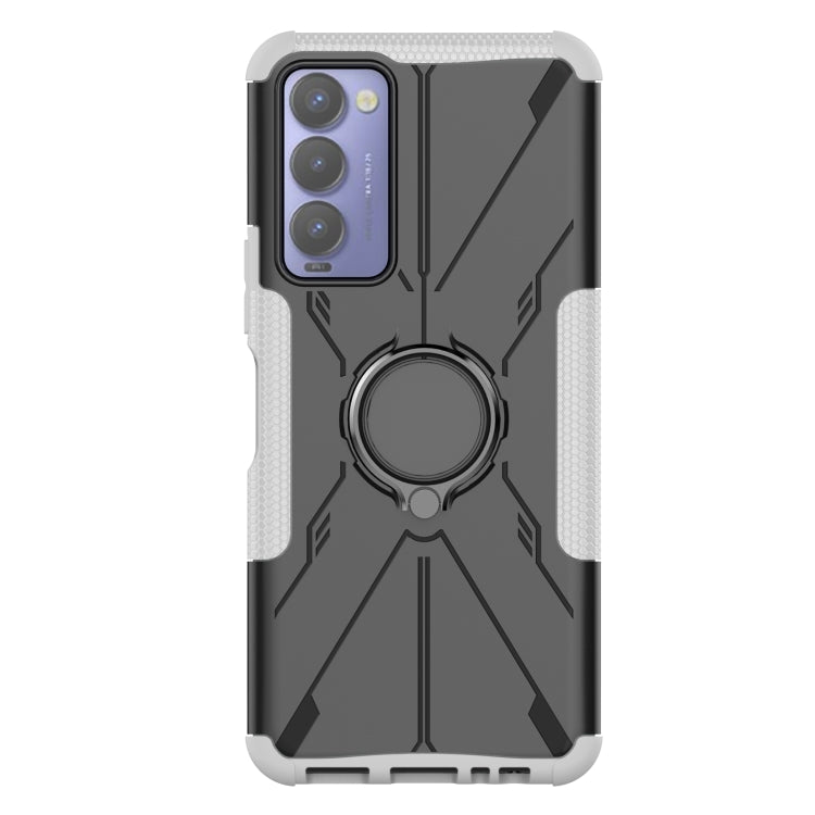 For Tecno Camon 18 Armor Bear Shockproof PC + TPU Phone Case with Ring Holder
