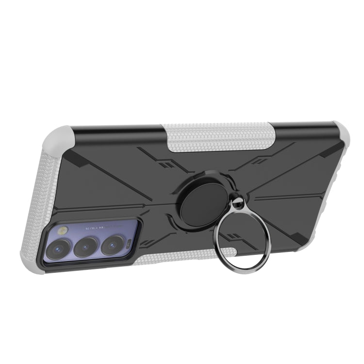For Tecno Camon 18 Armor Bear Shockproof PC + TPU Phone Case with Ring Holder