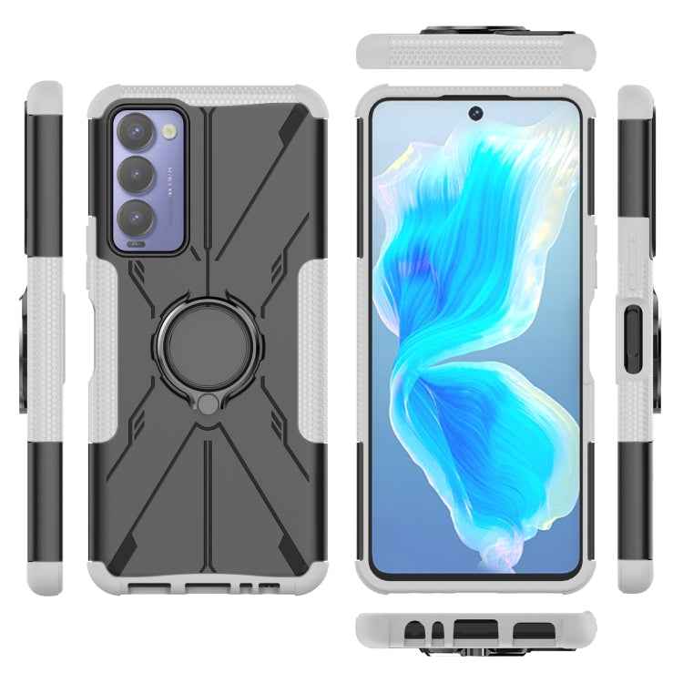 For Tecno Camon 18 Armor Bear Shockproof PC + TPU Phone Case with Ring Holder
