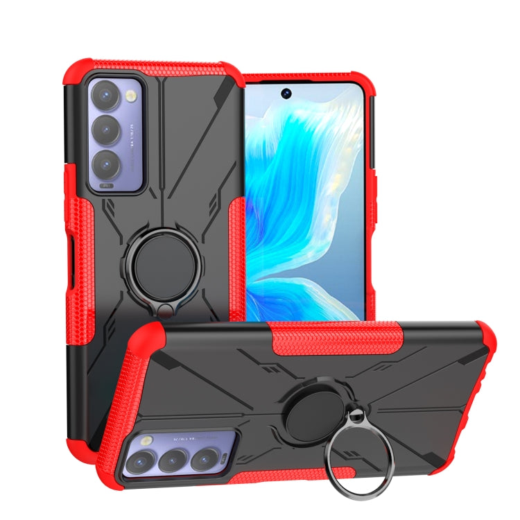For Tecno Camon 18 Armor Bear Shockproof PC + TPU Phone Case with Ring Holder