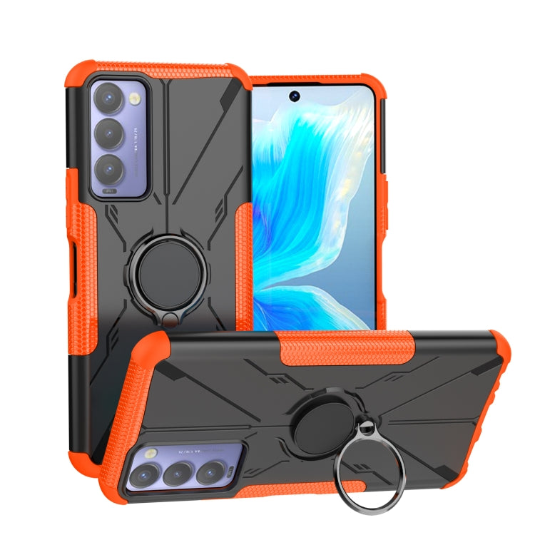 For Tecno Camon 18 Armor Bear Shockproof PC + TPU Phone Case with Ring Holder