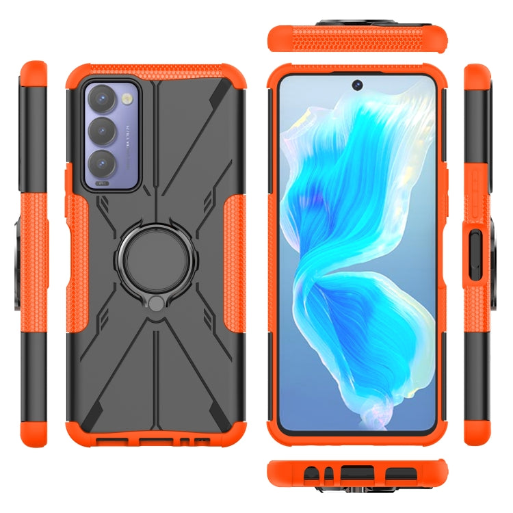 For Tecno Camon 18 Armor Bear Shockproof PC + TPU Phone Case with Ring Holder