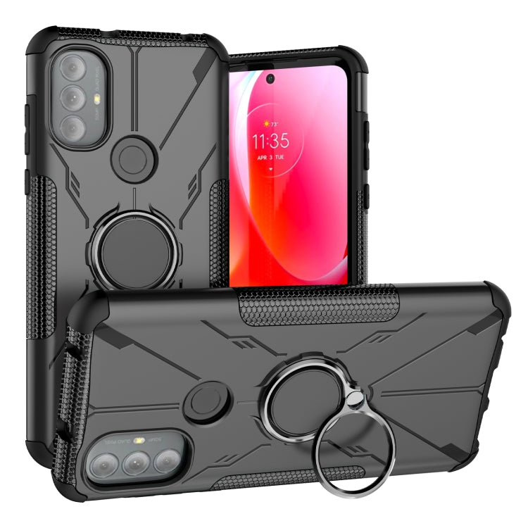 For Motorola Moto G Power 2022 Armor Bear Shockproof PC + TPU Phone Case with Ring Holder