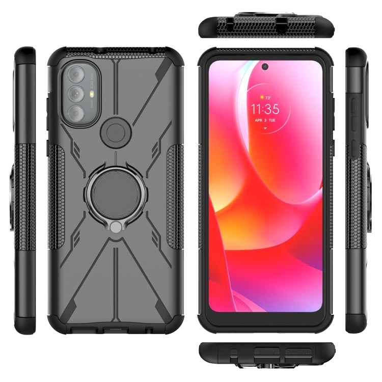 For Motorola Moto G Power 2022 Armor Bear Shockproof PC + TPU Phone Case with Ring Holder