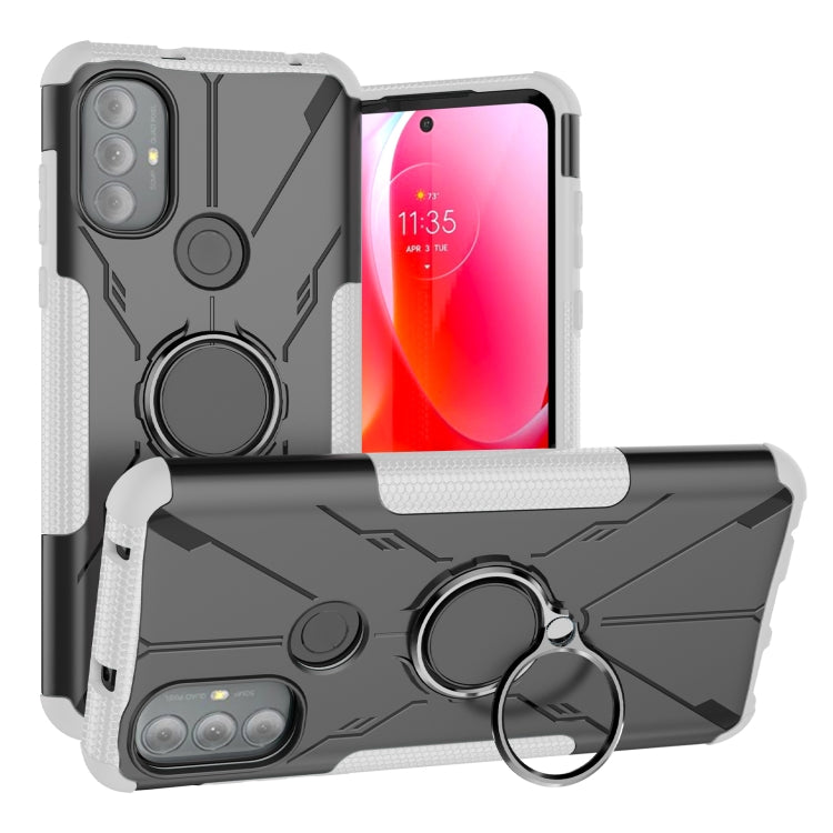 For Motorola Moto G Power 2022 Armor Bear Shockproof PC + TPU Phone Case with Ring Holder