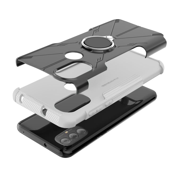 For Motorola Moto G Power 2022 Armor Bear Shockproof PC + TPU Phone Case with Ring Holder