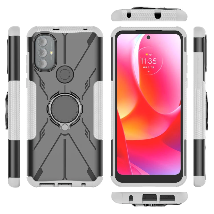 For Motorola Moto G Power 2022 Armor Bear Shockproof PC + TPU Phone Case with Ring Holder