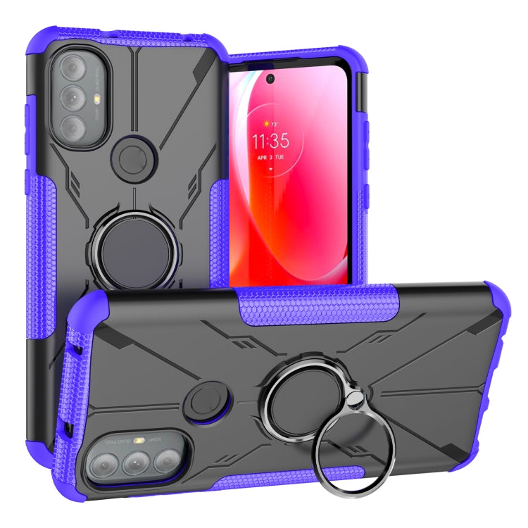 For Motorola Moto G Power 2022 Armor Bear Shockproof PC + TPU Phone Case with Ring Holder