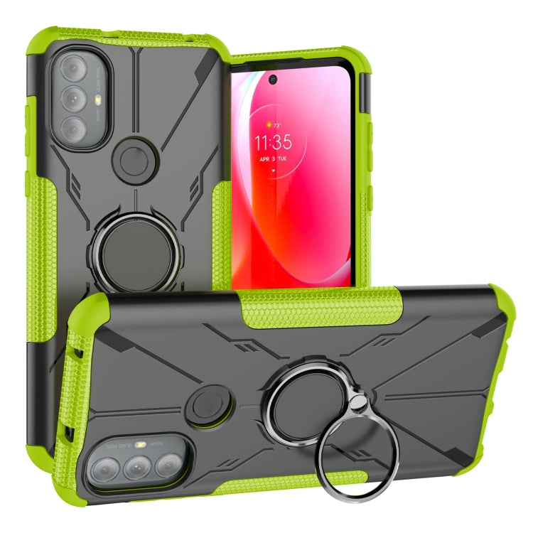 For Motorola Moto G Power 2022 Armor Bear Shockproof PC + TPU Phone Case with Ring Holder