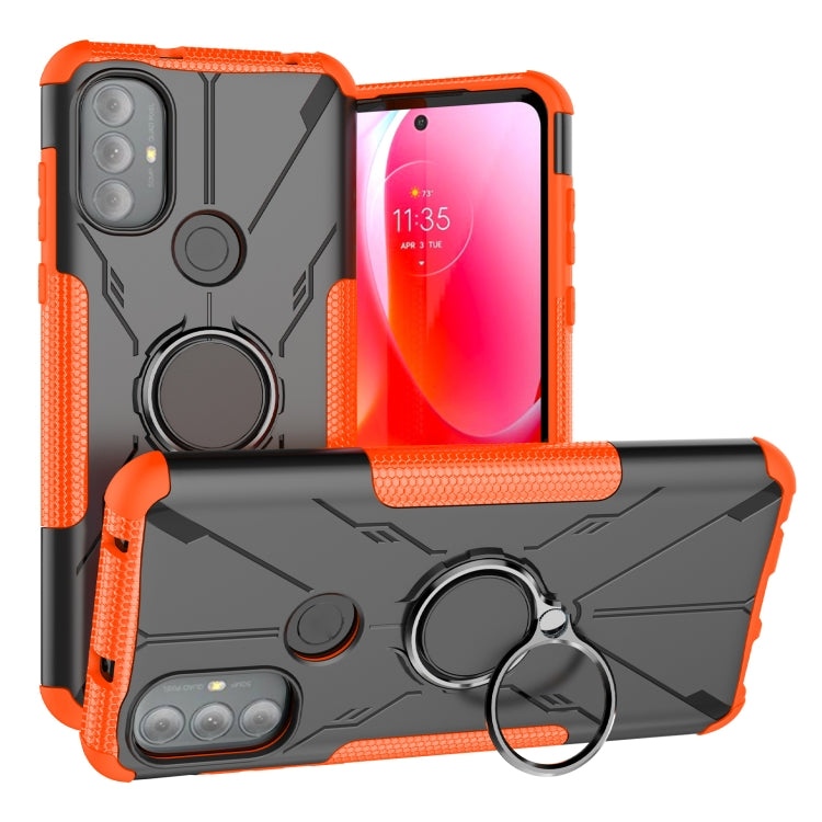For Motorola Moto G Power 2022 Armor Bear Shockproof PC + TPU Phone Case with Ring Holder