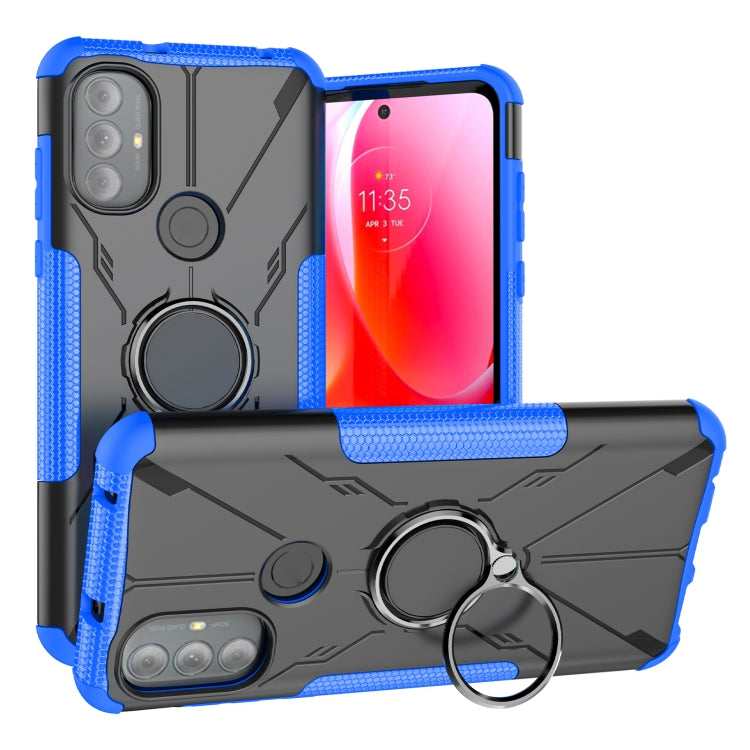 For Motorola Moto G Power 2022 Armor Bear Shockproof PC + TPU Phone Case with Ring Holder