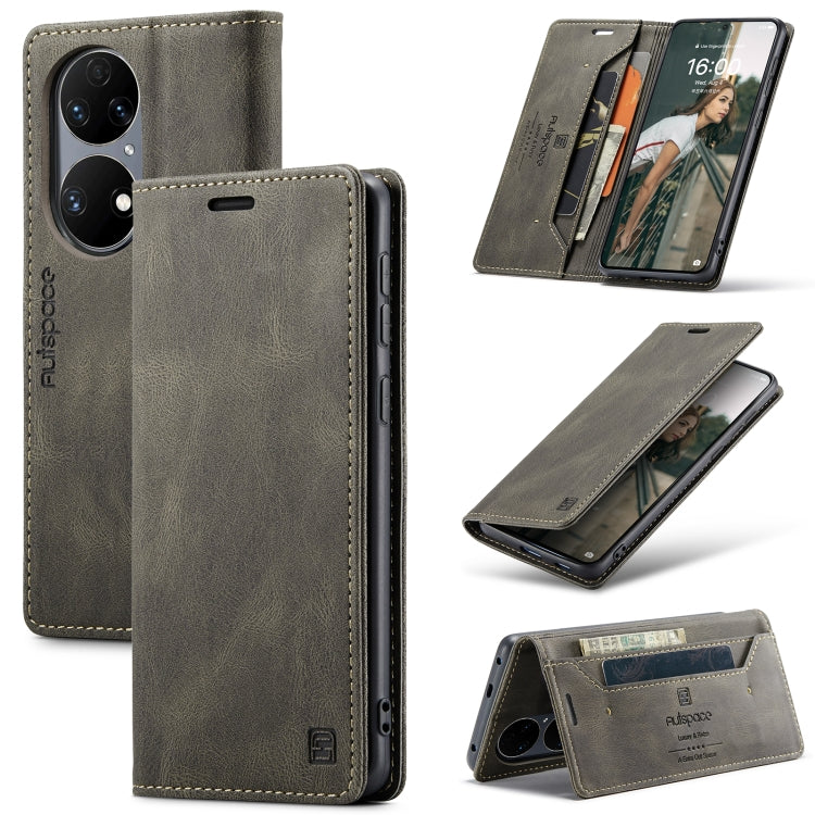 For Huawei P50 AutSpace A01 Skin-feel Crazy Horse Leather Phone Case