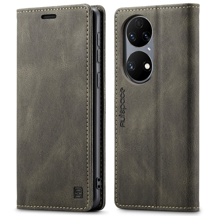 For Huawei P50 AutSpace A01 Skin-feel Crazy Horse Leather Phone Case