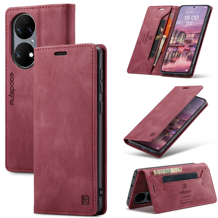 For Huawei P50 AutSpace A01 Skin-feel Crazy Horse Leather Phone Case