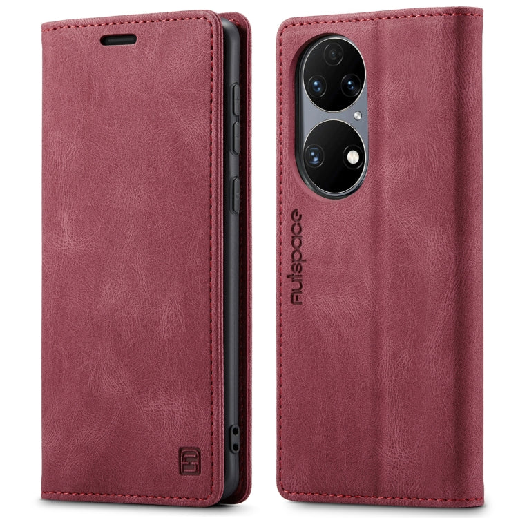 For Huawei P50 AutSpace A01 Skin-feel Crazy Horse Leather Phone Case