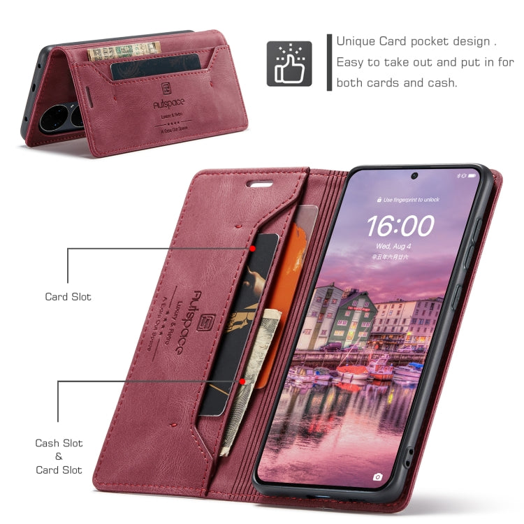 For Huawei P50 AutSpace A01 Skin-feel Crazy Horse Leather Phone Case