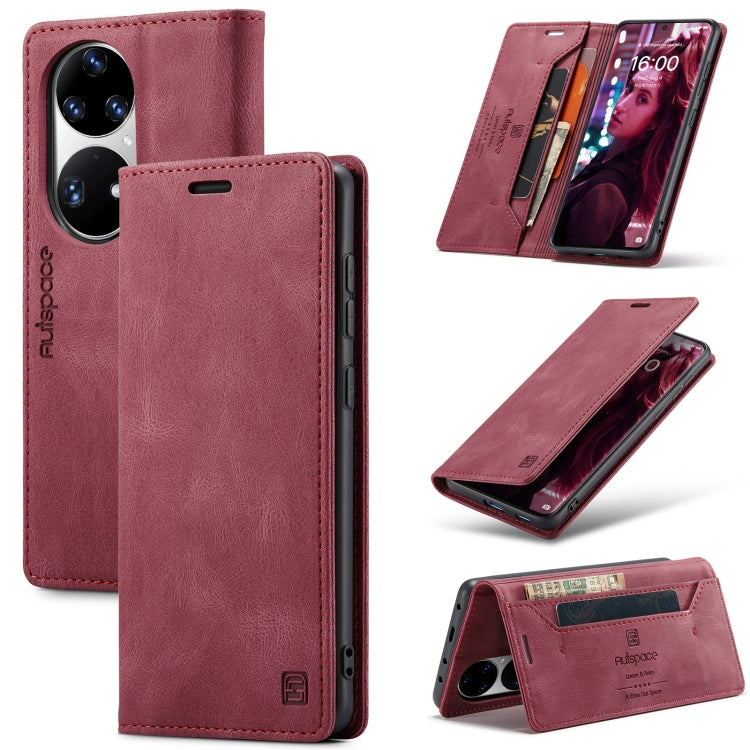 For Huawei P50 Pro AutSpace A01 Skin-feel Crazy Horse Leather Phone Case
