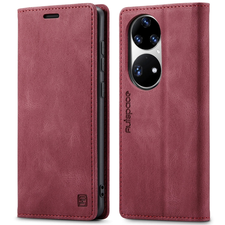 For Huawei P50 Pro AutSpace A01 Skin-feel Crazy Horse Leather Phone Case