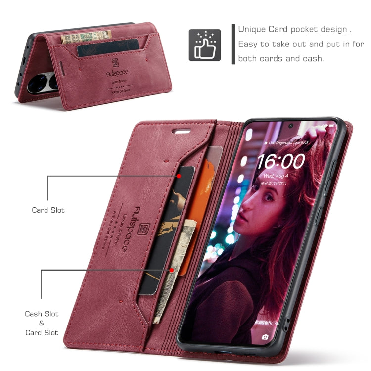 For Huawei P50 Pro AutSpace A01 Skin-feel Crazy Horse Leather Phone Case
