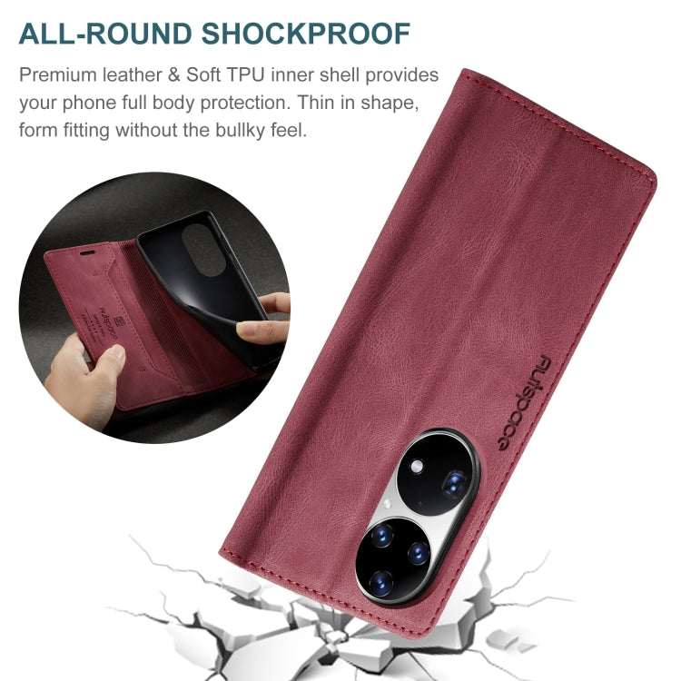 For Huawei P50 Pro AutSpace A01 Skin-feel Crazy Horse Leather Phone Case