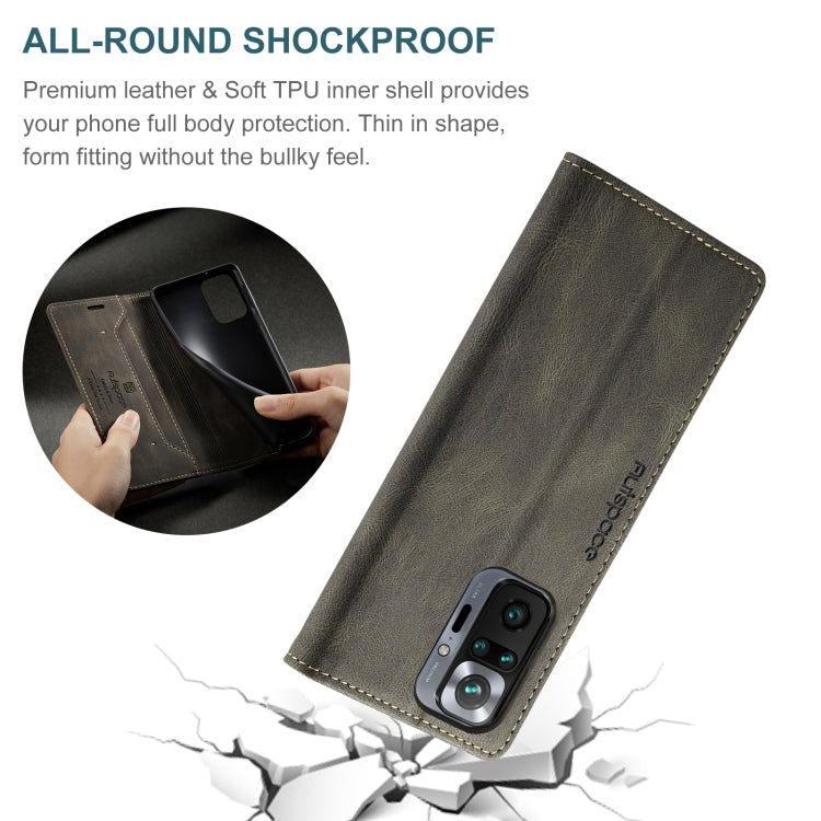 For Xiaomi Redmi Note 10 Pro / 10 Pro Max AutSpace A01 Skin-feel Crazy Horse Leather Phone Case