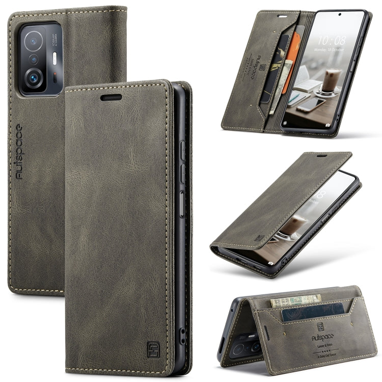 For Xiaomi Mi 11T /11T Pro AutSpace A01 Skin-feel Crazy Horse Leather Phone Case