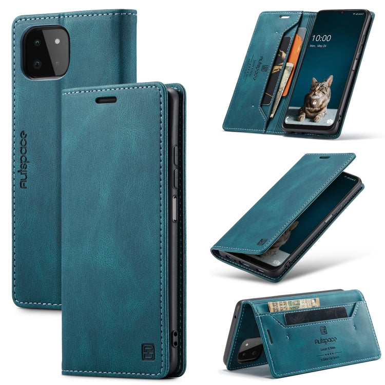 For Samsung Galaxy A22 AutSpace A01 Retro Skin-feel Crazy Horse RFID Leather Phone Case