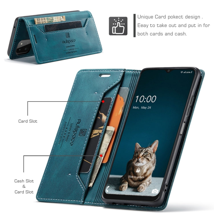 For Samsung Galaxy A22 AutSpace A01 Retro Skin-feel Crazy Horse RFID Leather Phone Case