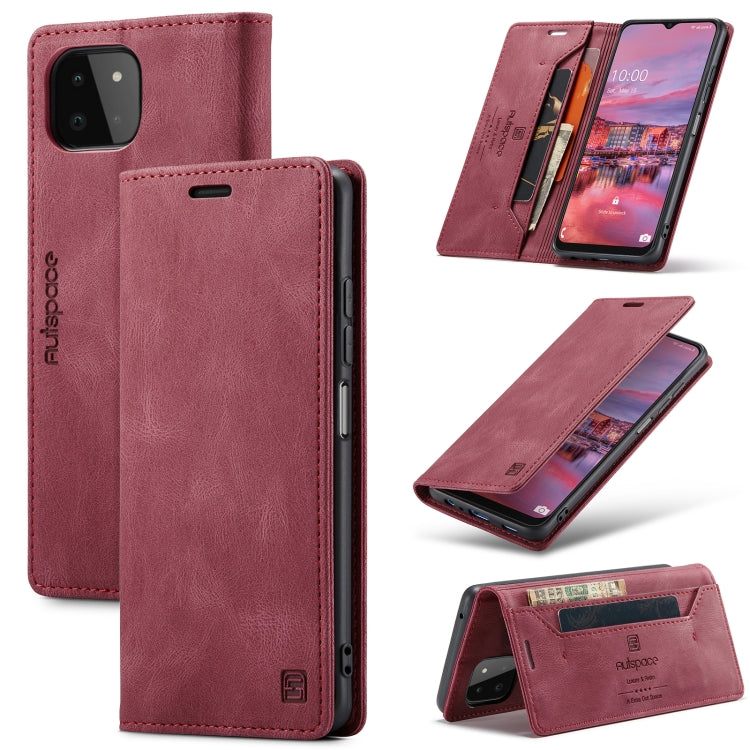 For Samsung Galaxy A22 AutSpace A01 Retro Skin-feel Crazy Horse RFID Leather Phone Case