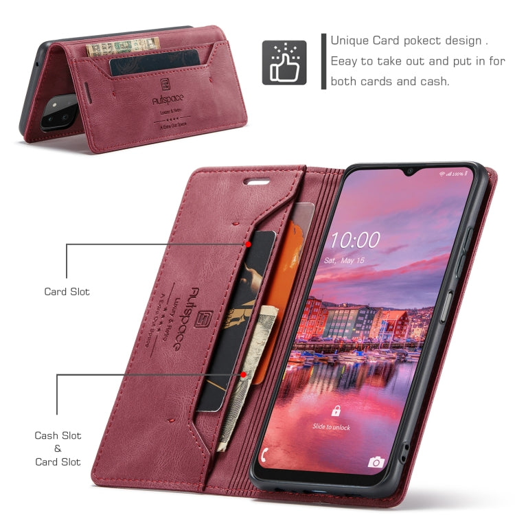 For Samsung Galaxy A22 AutSpace A01 Retro Skin-feel Crazy Horse RFID Leather Phone Case