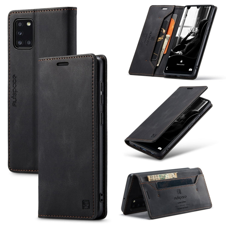 For Samsung Galaxy A31 AutSpace A01 Retro Skin-feel Crazy Horse RFID Leather Phone Case
