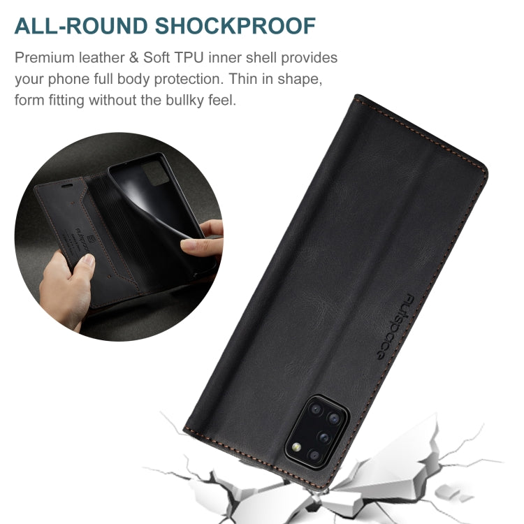For Samsung Galaxy A31 AutSpace A01 Retro Skin-feel Crazy Horse RFID Leather Phone Case