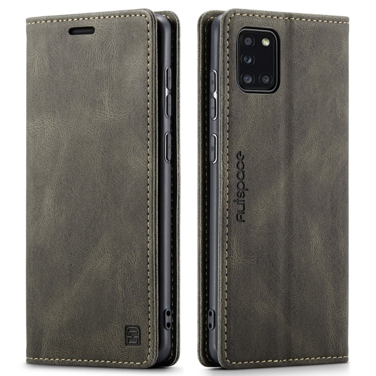 For Samsung Galaxy A31 AutSpace A01 Retro Skin-feel Crazy Horse RFID Leather Phone Case