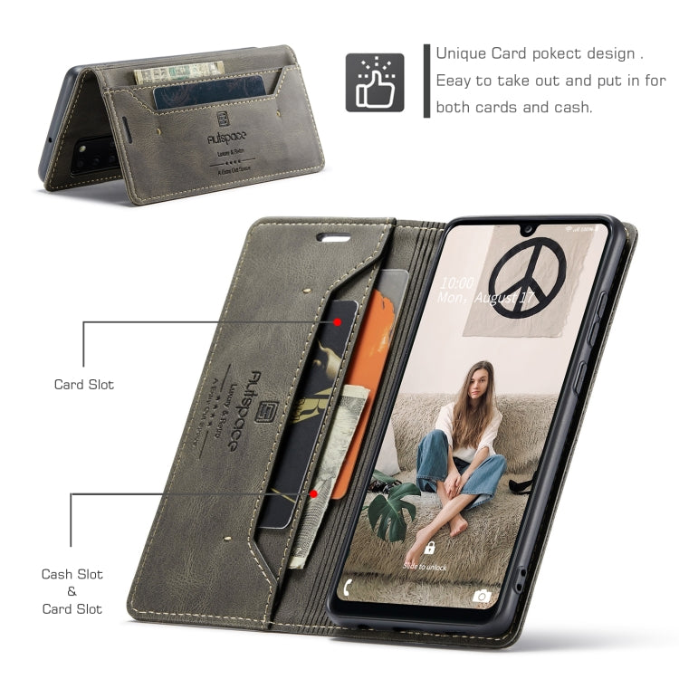 For Samsung Galaxy A31 AutSpace A01 Retro Skin-feel Crazy Horse RFID Leather Phone Case