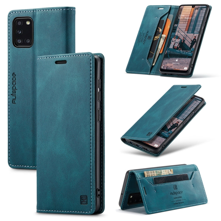 For Samsung Galaxy A31 AutSpace A01 Retro Skin-feel Crazy Horse RFID Leather Phone Case
