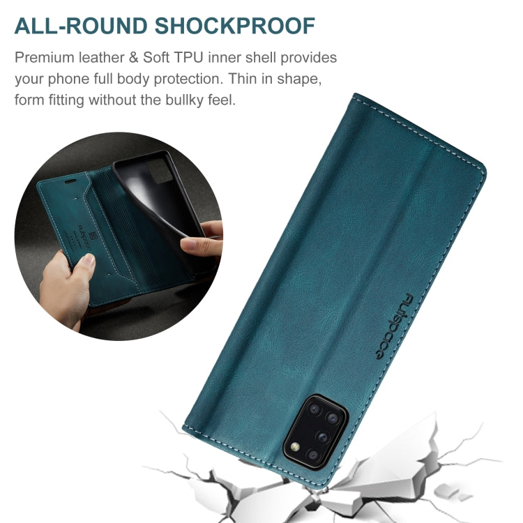 For Samsung Galaxy A31 AutSpace A01 Retro Skin-feel Crazy Horse RFID Leather Phone Case