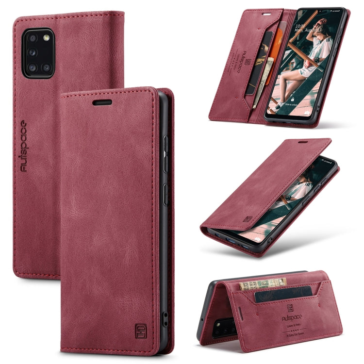 For Samsung Galaxy A31 AutSpace A01 Retro Skin-feel Crazy Horse RFID Leather Phone Case