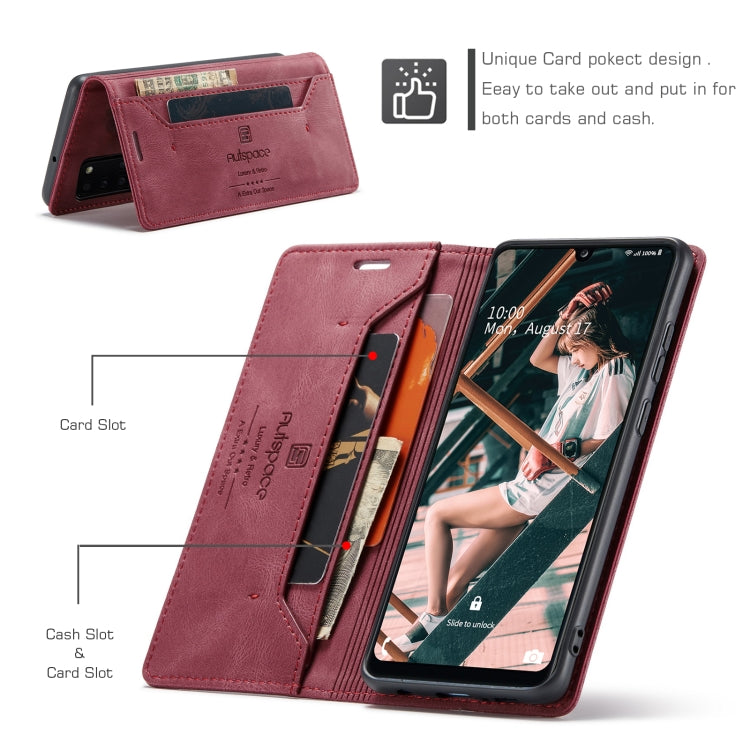 For Samsung Galaxy A31 AutSpace A01 Retro Skin-feel Crazy Horse RFID Leather Phone Case