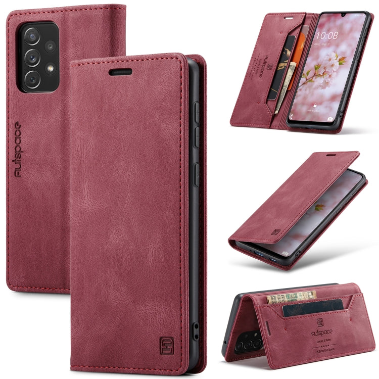 For Samsung Galaxy A33 5G AutSpace A01 Retro Skin-feel Crazy Horse RFID Leather Phone Case