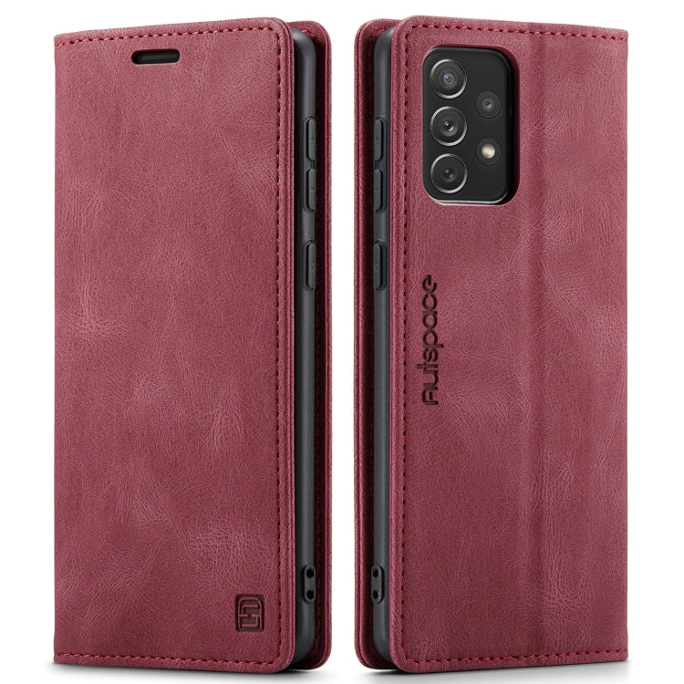 For Samsung Galaxy A33 5G AutSpace A01 Retro Skin-feel Crazy Horse RFID Leather Phone Case