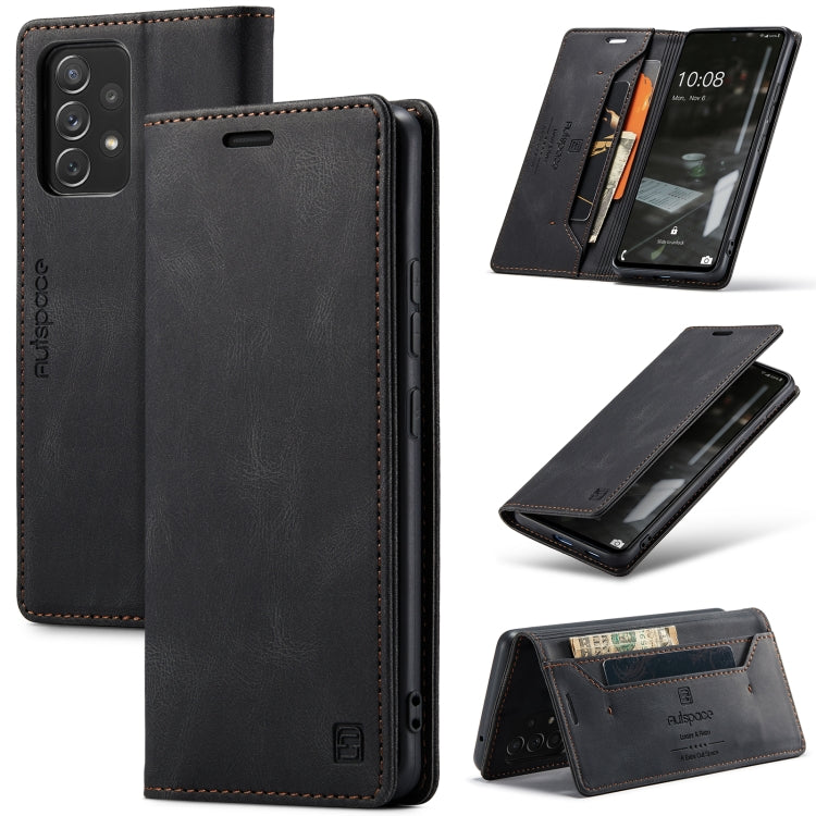 For Samsung Galaxy A53 AutSpace A01 Retro Skin-feel Crazy Horse RFID Leather Phone Case