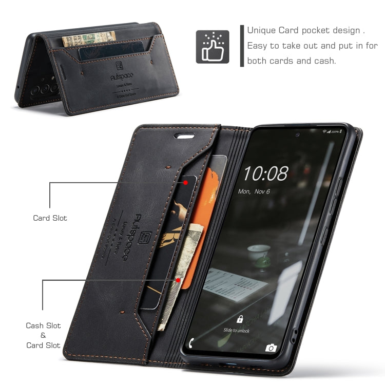 For Samsung Galaxy A53 AutSpace A01 Retro Skin-feel Crazy Horse RFID Leather Phone Case