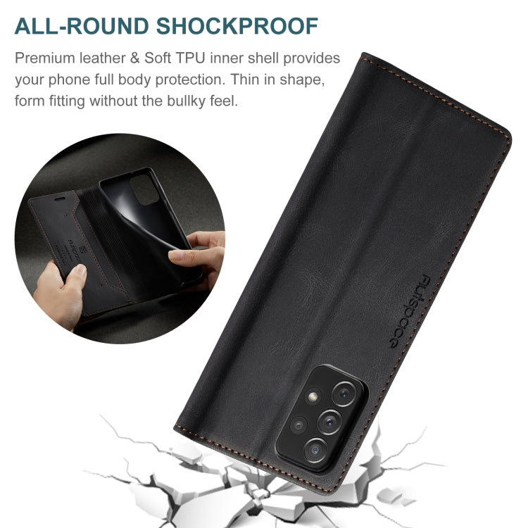 For Samsung Galaxy A53 AutSpace A01 Retro Skin-feel Crazy Horse RFID Leather Phone Case