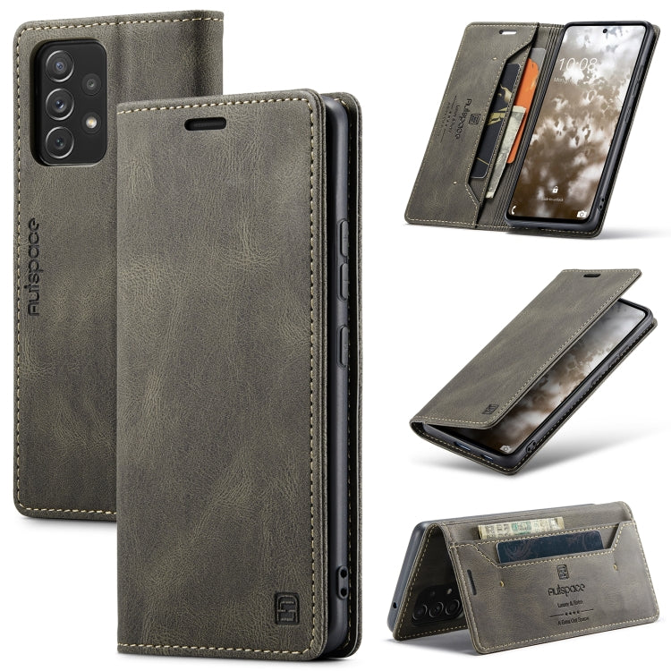 For Samsung Galaxy A53 AutSpace A01 Retro Skin-feel Crazy Horse RFID Leather Phone Case