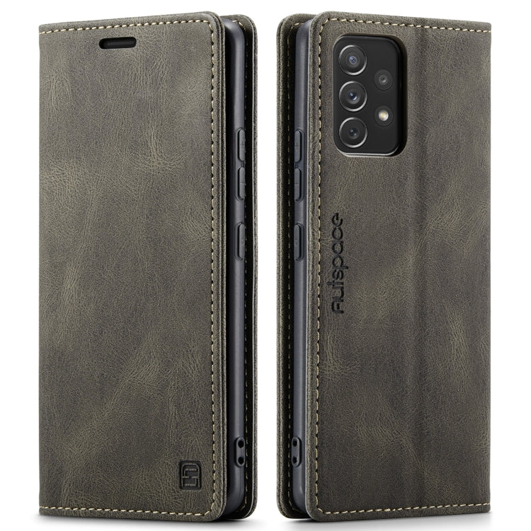 For Samsung Galaxy A53 AutSpace A01 Retro Skin-feel Crazy Horse RFID Leather Phone Case
