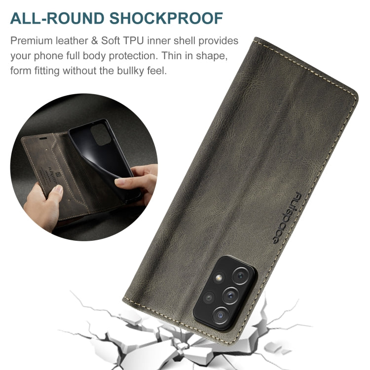 For Samsung Galaxy A53 AutSpace A01 Retro Skin-feel Crazy Horse RFID Leather Phone Case